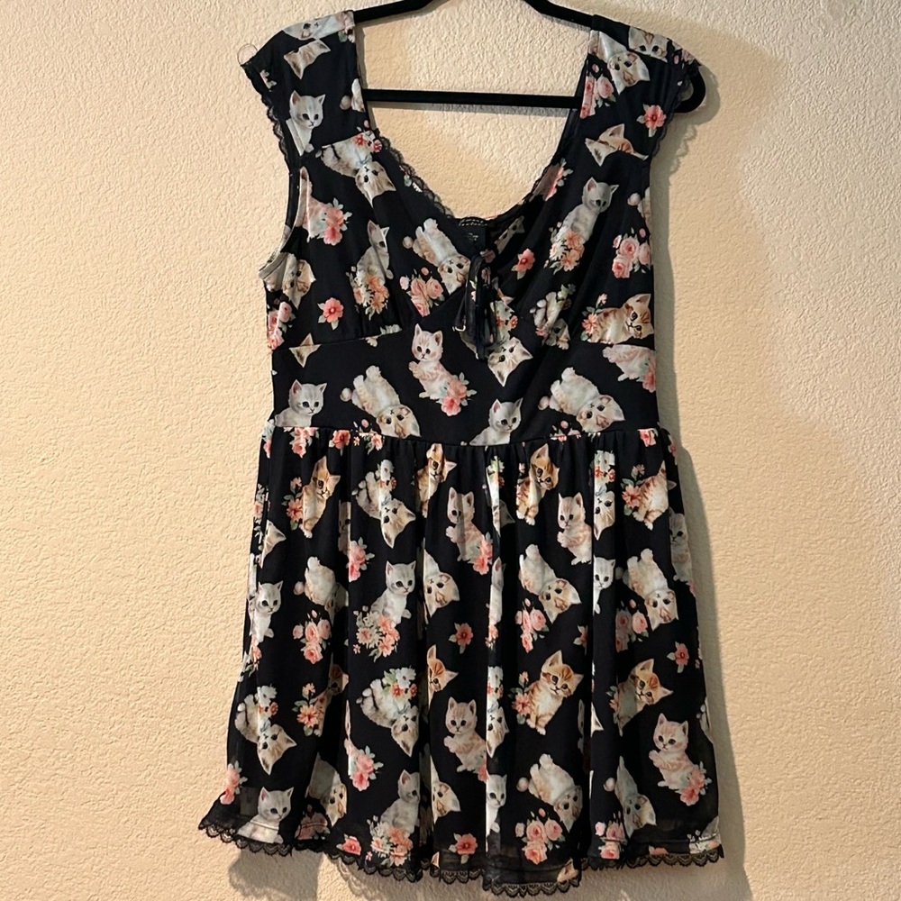 Sweet Society Cat Print Black Dress